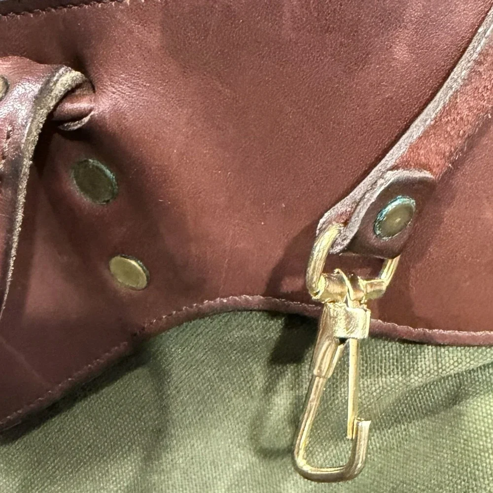Vintage Orvis Battenkill Green Canvas Leather Briefcase Laptop Messenger Bag USA